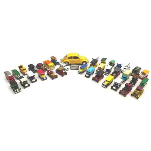 67 - A collection of unboxed die-cast vintage style model cars, including Matchbox and Days Gone by, 37 i... 