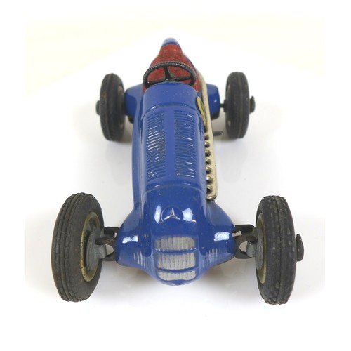 70 - A Schuco Studio tinplate clockwork model racing car, 'The Steerable Driving-School Car', blue, 'No 8... 