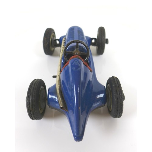 70 - A Schuco Studio tinplate clockwork model racing car, 'The Steerable Driving-School Car', blue, 'No 8... 