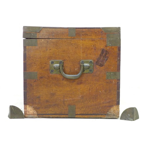 235A - A 19th century oak travelling trunk, with brass strapwork, bearing inscription 'Mr J Ecclestone, Pas... 