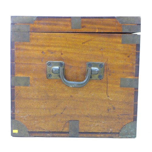 235A - A 19th century oak travelling trunk, with brass strapwork, bearing inscription 'Mr J Ecclestone, Pas... 