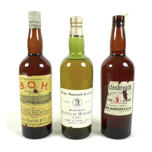 77 - Three bottles of vintage whisky, comprising a John Barker & Co Ltd 'Barker's Old Highland' Finest Bl... 