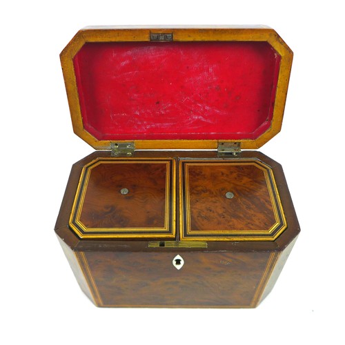 74 - A group of six 19th century wooden boxes, including a tea caddy and sewing box, 23.4 by 28.5 by 14.5... 