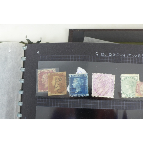 108 - Seven albums of Victorian and later British and international stamps, including penny red, some 20th... 