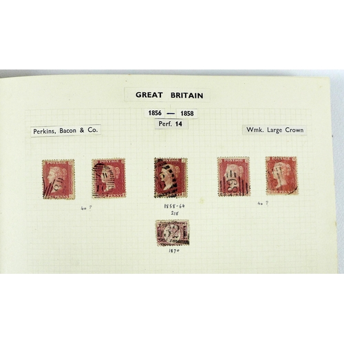 111 - A collection of GB and World stamps, in three albums, QV to ERII, including five Penny Red stamps, d... 