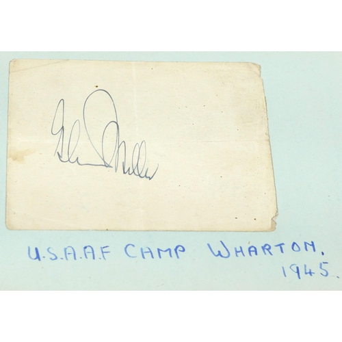 117 - A circa WWII autograph book featuring Glen Miller's signature, as well as other acts that featured a... 