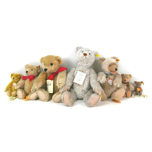 129 - Seven Steiff soft toy teddy bears, including a limited edition British Collector's 1911 replica bear... 