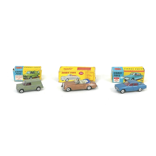 133 - A collection of playworn die-cast toy models, including a Corgi, 252 Rover 2000, a 450 Austin Mini V... 