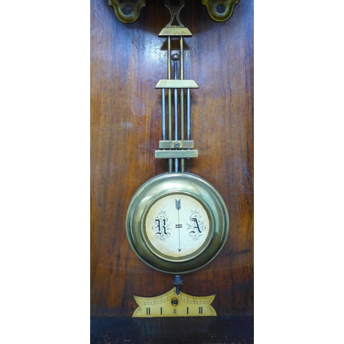 137 - A early 20th century German mahogany Junghans regulator wall clock, 8 day movement with chime, pendu... 