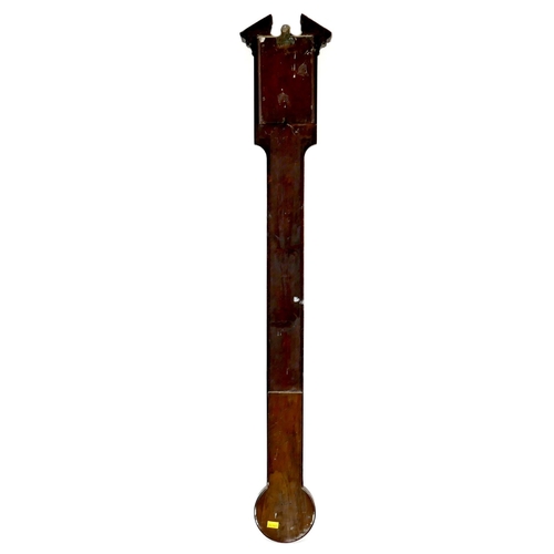 139 - A George III century mahogany stick barometer, the rectangular brass dial plate signed 'G. B. Velzi ... 