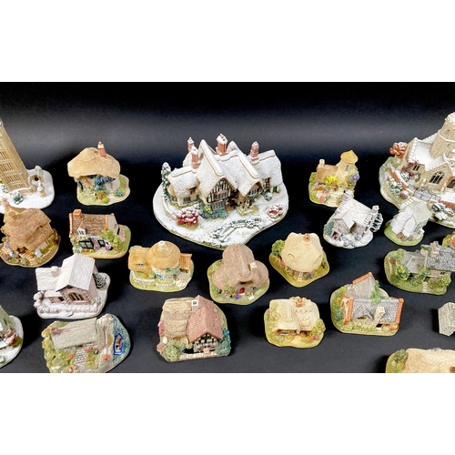 15 - A large group of Lilliput Lane ornamental sculptures, including battery operated light up 'Lead Kind... 