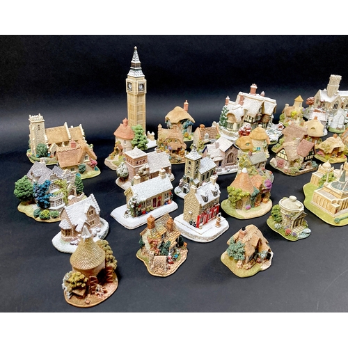 15 - A large group of Lilliput Lane ornamental sculptures, including battery operated light up 'Lead Kind... 