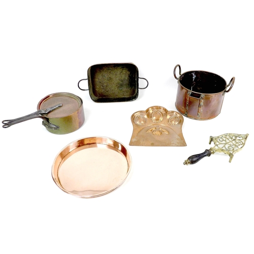 153 - A collection of 19th century and later metal and glass wares, assorted kitchenalia including  an E. ... 