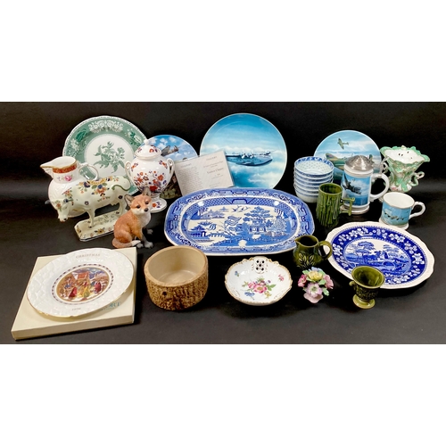 16 - A group of 19th and 20th century ceramics, including a mid 19th century porcelain Minton vase, decor... 