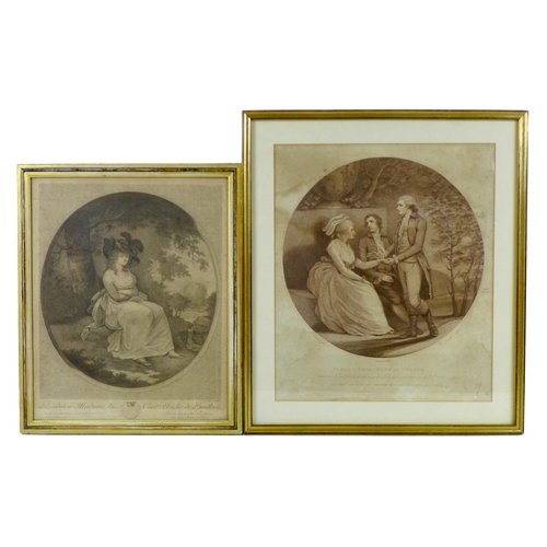 172 - Two 18th century copper plate engravings, one inscribed 'Dediee a Madame la Comtse Amelie de Boufler... 