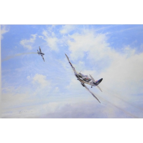 174 - Three WWII aviation prints, comprising after J. W. Mitchell (British, 20th century): a print of 'Fir... 