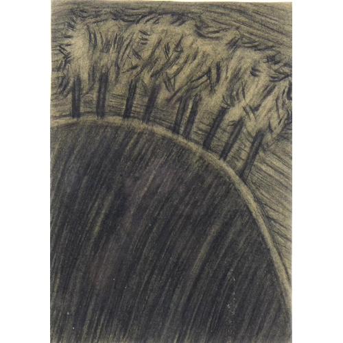 181 - A. Kovalova: Four charcoal sketches, comprising a drawing of three tall trees, 1986, signed to lower... 