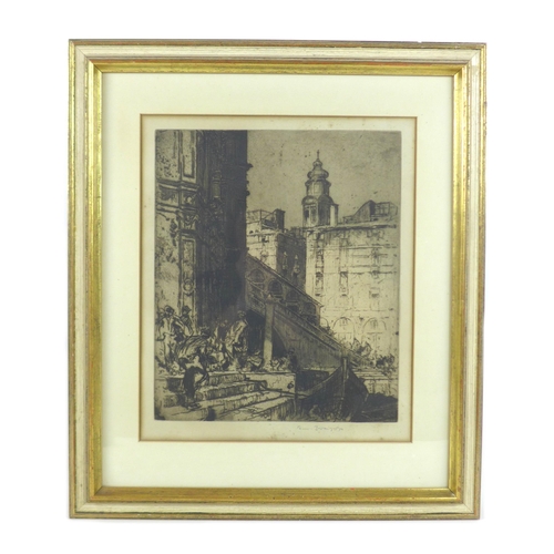 182 - Sir Frank Brangwyn (British, 1867-1956): 'The Rialto', etching of a Venetian scene, 1906, signed low... 