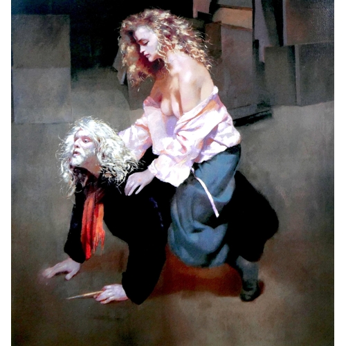 184 - After Robert Lenkiewicz (British, 1941-2002): 'The Painter with Lisa - Aristotle and Phyllis Theme',... 