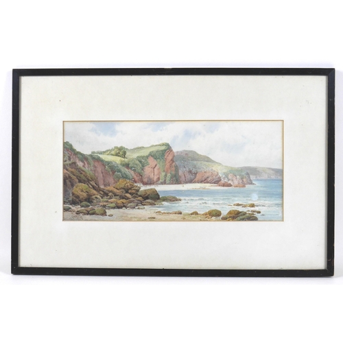 187 - C. N. Rowe (British, 20th century): a Cornish beach view, signed lower left, watercolour, 17 by 37cm... 