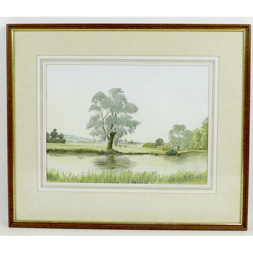 192 - Two watercolour landscapes, the first by R. W. Clark (British, 20th century): 'Norfolk Lane', signed... 