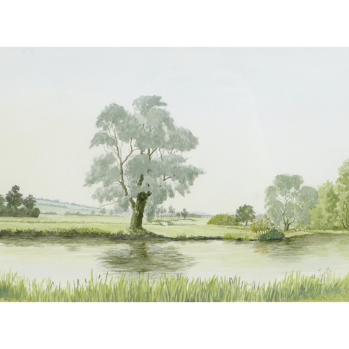 192 - Two watercolour landscapes, the first by R. W. Clark (British, 20th century): 'Norfolk Lane', signed... 