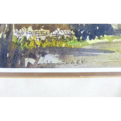 192 - Two watercolour landscapes, the first by R. W. Clark (British, 20th century): 'Norfolk Lane', signed... 