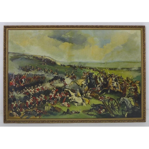 199 - David Woodland (British, 20th century): 'The Battle of Waterloo', oil on canvas, signed lower right,... 