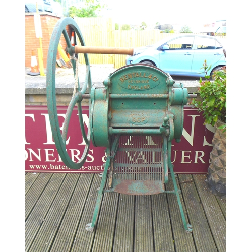 201 - A 20th century Bentall & Co cattle feed grain grinder, previously used as a garden feature, 70 by 87... 