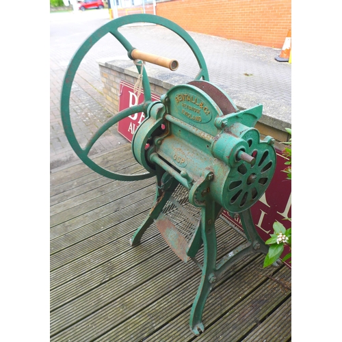 201 - A 20th century Bentall & Co cattle feed grain grinder, previously used as a garden feature, 70 by 87... 