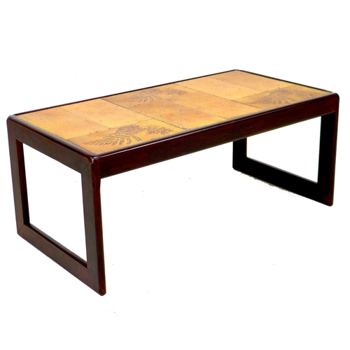 207 - A retro Keith Eatwell tile topped coffee table, of rectangular form, 95.5 by 50 by 40.5cm high.