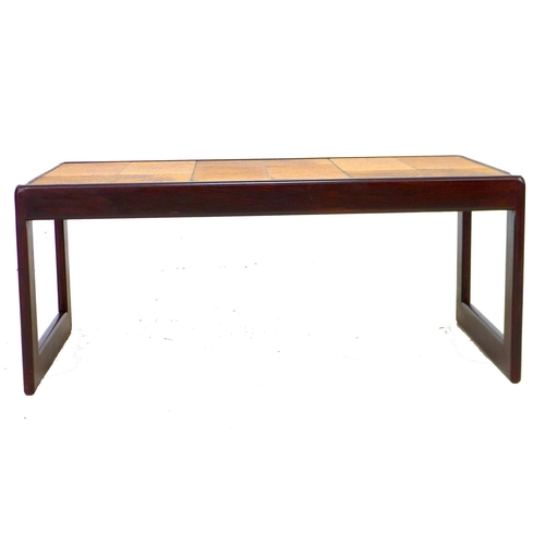 207 - A retro Keith Eatwell tile topped coffee table, of rectangular form, 95.5 by 50 by 40.5cm high.