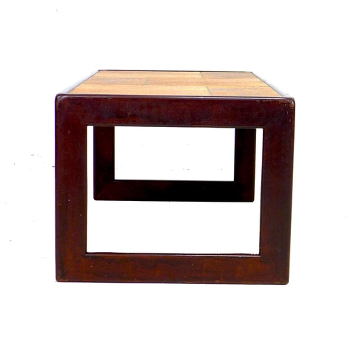 207 - A retro Keith Eatwell tile topped coffee table, of rectangular form, 95.5 by 50 by 40.5cm high.