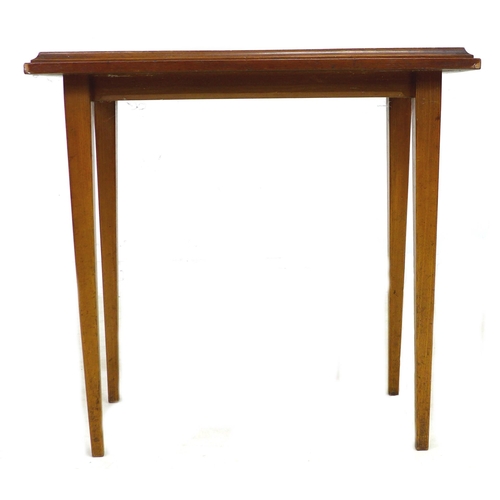 211 - An early 20th century mahogany side table, with geometric marquetry to the rectangular surface, a/f,... 