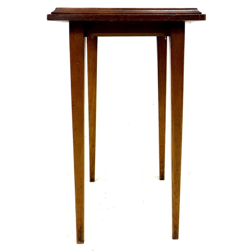 211 - An early 20th century mahogany side table, with geometric marquetry to the rectangular surface, a/f,... 