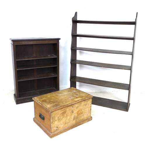 239 - A mixed group of furniture, comprising an oak four shelf bookcase, 80 by 25 by 107cm high, a five ti... 