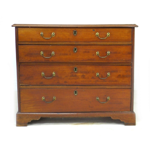 254 - An Edwardian mahogany chest of four graduating drawers, with brass swan neck handles, raised upon br... 