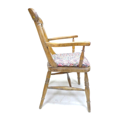 255 - A group of chairs, comprising a 19th century beech spindle back open armchair, a modern stained beec... 