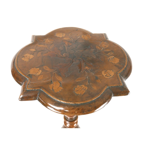 324 - A 19th century Dutch marquetry jardiniere stand, with a quatrefoil form top, turned column, tripod w... 