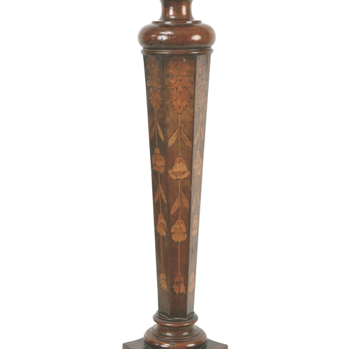 324 - A 19th century Dutch marquetry jardiniere stand, with a quatrefoil form top, turned column, tripod w... 