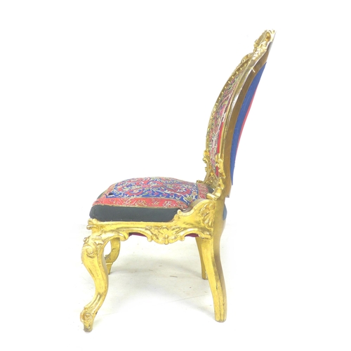 337 - A French early 19th century giltwood chair, with medallion back, shell and foliate decoration, uphol... 