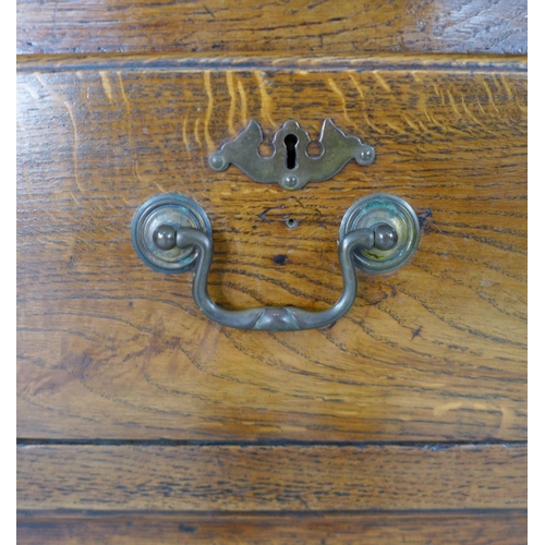 342 - A George II oak dresser, the rack with three shelves above six short drawers flanked by compartments... 