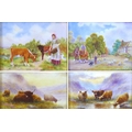 A group of 20th century porcelain painted plaques, comprising a pair painted by E. R. Booth, depicti... 