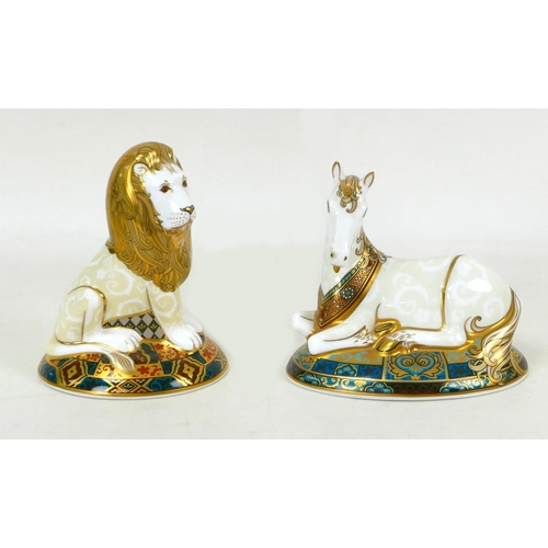 49 - Two limited edition Royal Crown Derby paperweight, modelled as the Heraldic Lion, from the Heraldic ... 