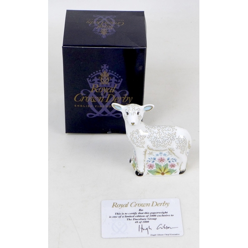 58 - Two limited edition Royal Crown Derby paperweights, Duesbury group exclusives modelled as 