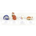 Four limited edition Royal Crown Derby paperweights, modelled as the Cheshire cat, 384/500, 13cm hig... 