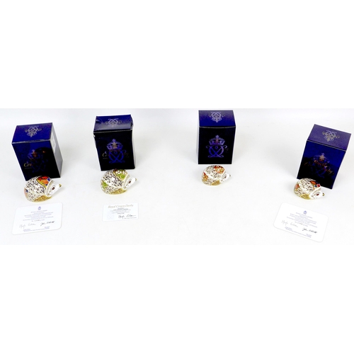 63 - Four limited edition Royal Crown Derby paperweights,  modelled as 