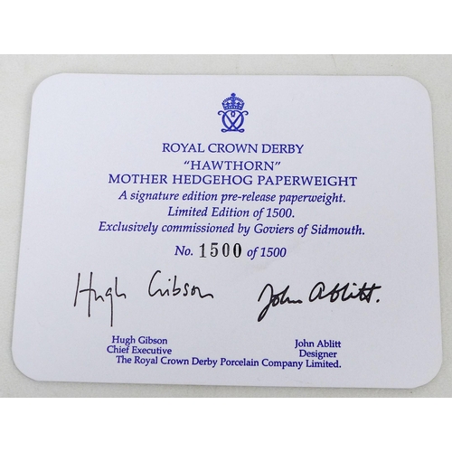 63 - Four limited edition Royal Crown Derby paperweights,  modelled as 