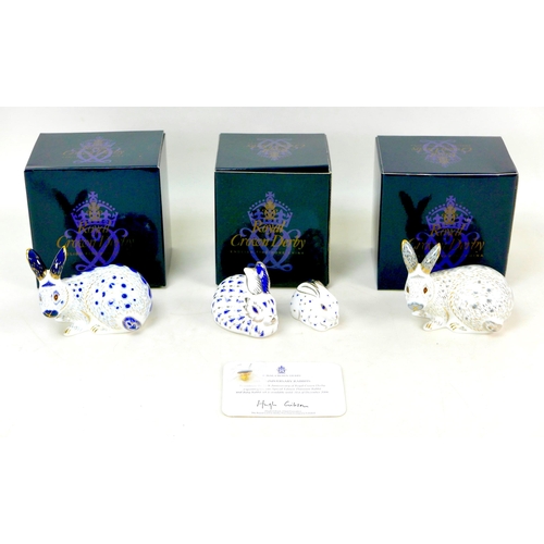 65 - Four Royal Crown Derby paperweights, modelled as an 