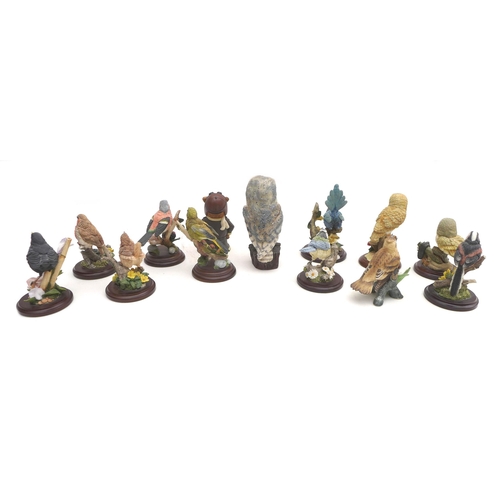 71 - A group of Country Artists resin sculptures, all modelled as different birds, together with a simila... 